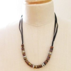 Fossil Beaded Tiger Eye Necklace 20" Long